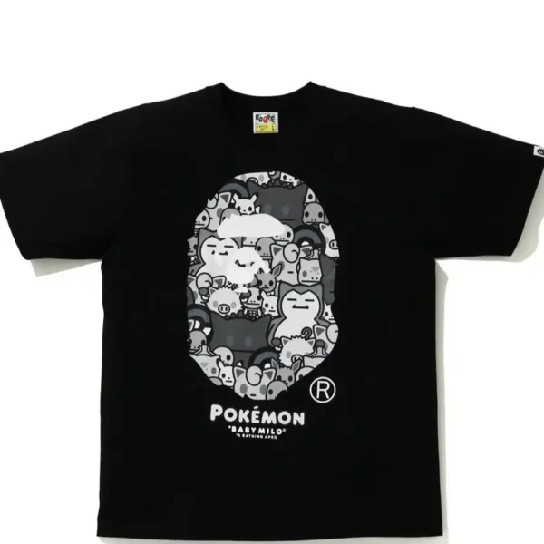 Bape X Pokemon Monotone Ape Head Tee Black