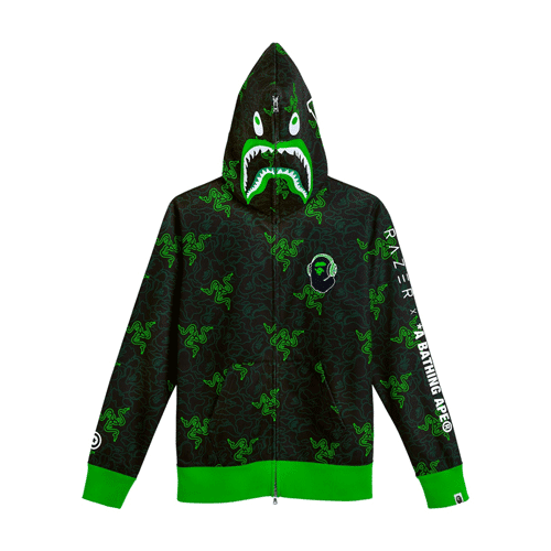 Bape X Razer Camo Shark Full Zip Hoodie