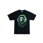 Bape X Razer Neon Camo Ape Head Tee Black Green