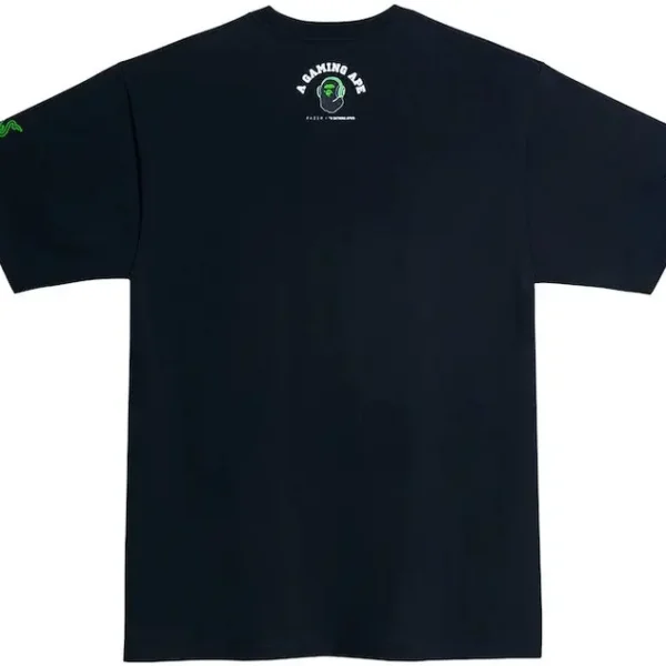 Bape X Razer Neon Camo Ape Head Tee Black Green
