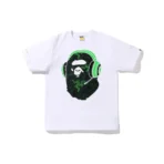 Bape X Razer Neon Camo Ape Head Tee White Green