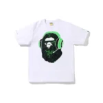 Bape X Razer Neon Camo Ape Head Tee White Green