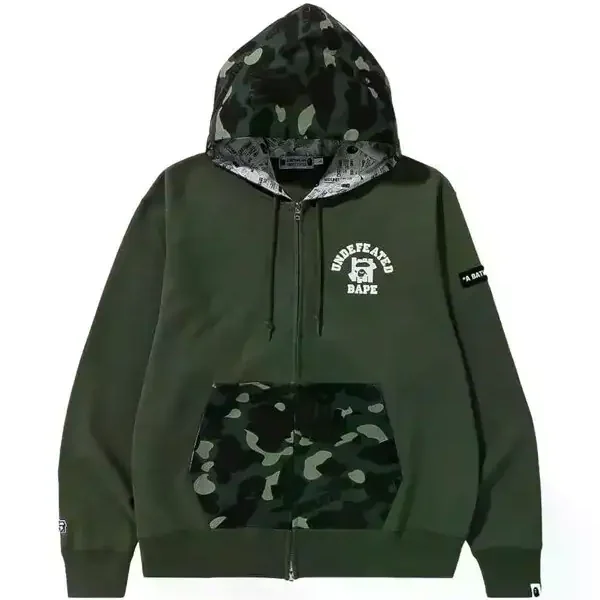 Bape X Undefeated Color Camo Zip-up Hoodie - Green